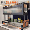 Drain Rack, Bowl Rack, Kitchen Sink Top Shelf, Double-Layer Sink Countertop Dust-Proof Bowl Cabinet Storage Rack