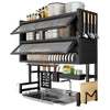 Drain Rack, Bowl Rack, Kitchen Sink Top Shelf, Double-Layer Sink Countertop Dust-Proof Bowl Cabinet Storage Rack