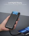 Charmast Power Bank with Built in 4 Cables, 10000mAh Portable Charger | Charges 6 devices at once,Dual voltage,Digital display,Smart protect,Flight-approved, Travel pouch+36-month support