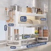 Drain Rack, Bowl Rack, Kitchen Sink Top Shelf, Double-Layer Sink Countertop Dust-Proof Bowl Cabinet Storage Rack