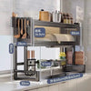 Drain Rack, Bowl Rack, Kitchen Sink Top Shelf, Double-Layer Sink Countertop Dust-Proof Bowl Cabinet Storage Rack