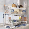 Drain Rack, Bowl Rack, Kitchen Sink Top Shelf, Double-Layer Sink Countertop Dust-Proof Bowl Cabinet Storage Rack